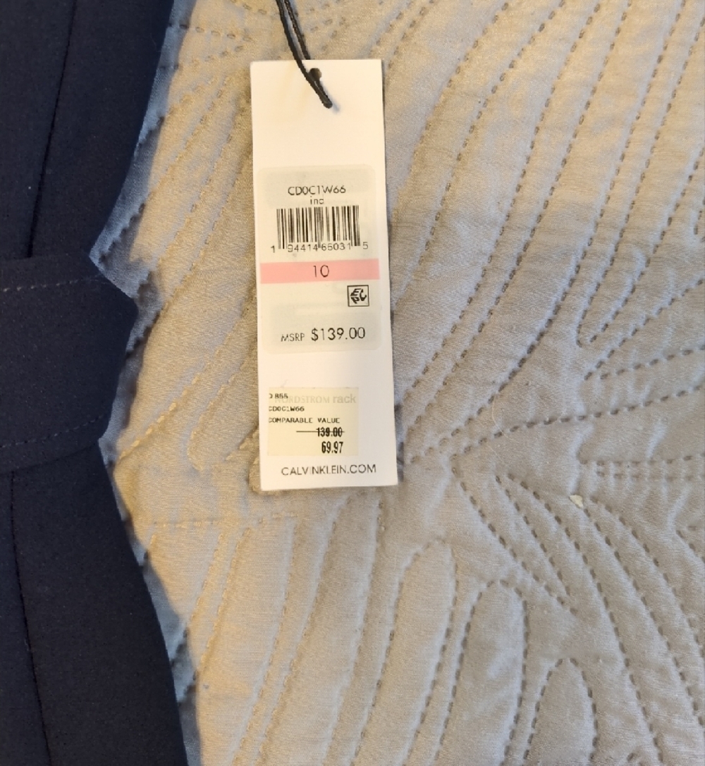Calvin Klein Sleeveless V-Neck Navy Jumpsuit with Belt - Picture 3 of 7